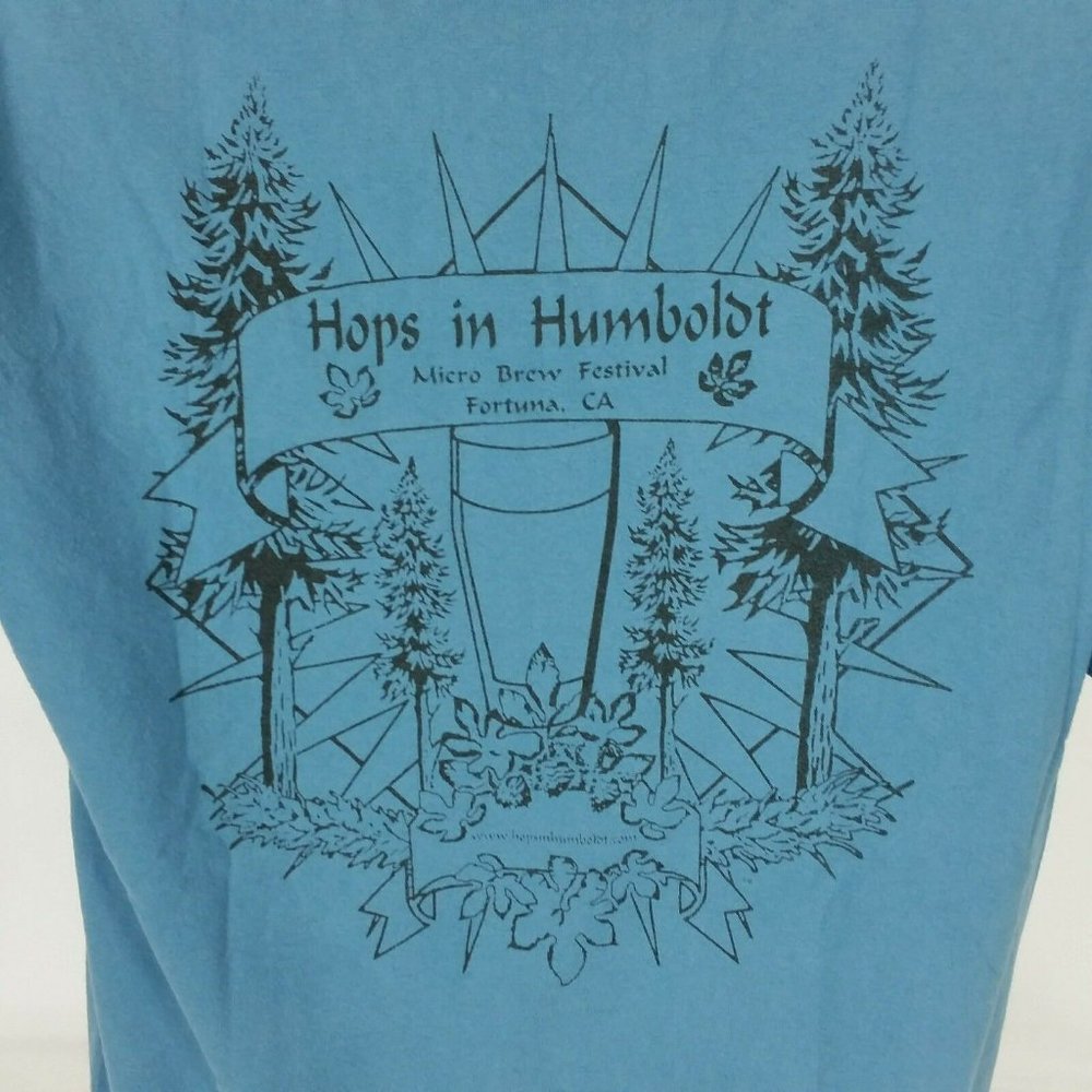 Hops in Humboldt Micro Brew Festival Blue Tee Shirt Mens Large Humboldt County - Picture 7 of 10